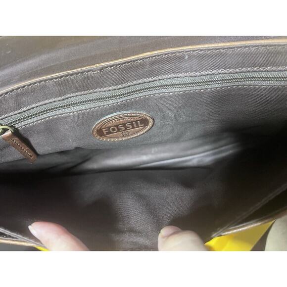 Real Leather Fossil Estate Portfolio Brief (Cognac) Briefcase/Attac - Picture 11 of 15